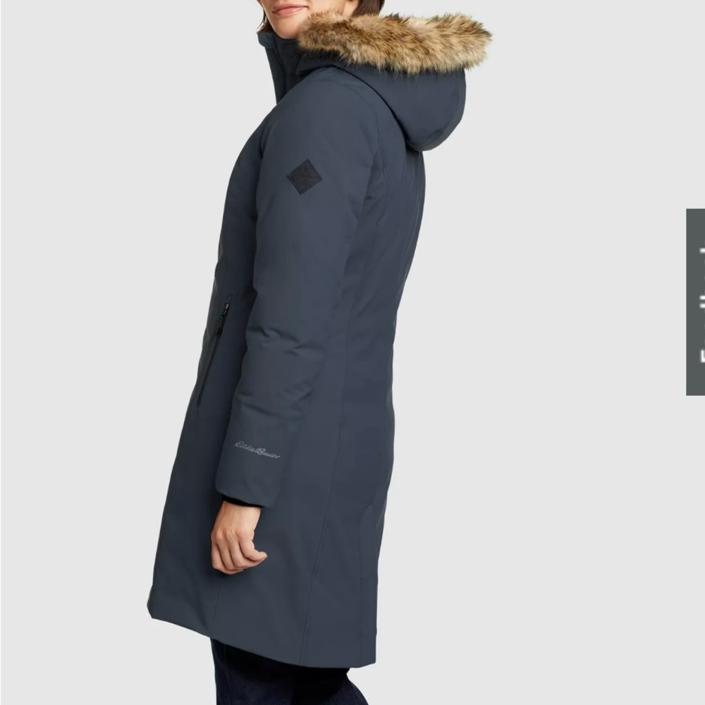 Eddie Bauer Dark Gray Ski Jacket with Faux Fur Hood